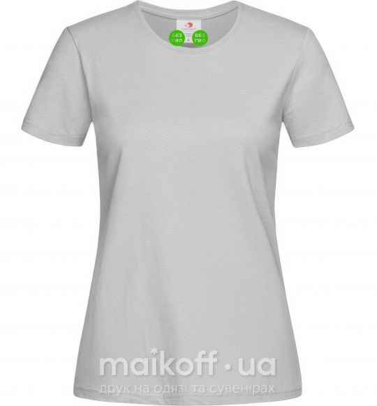 Женская футболка БЕЗ ГМО грудь Серый фото