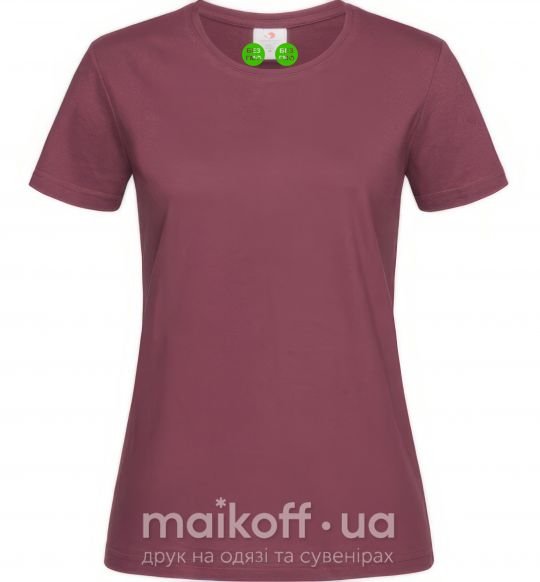 Женская футболка БЕЗ ГМО грудь Бордовый фото