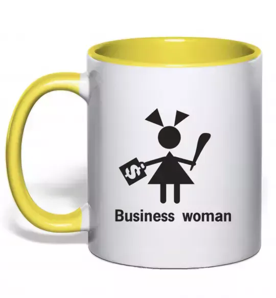 Чашка з кольоровою ручкою BUSINESS WOMAN Сонячно жовтий фото