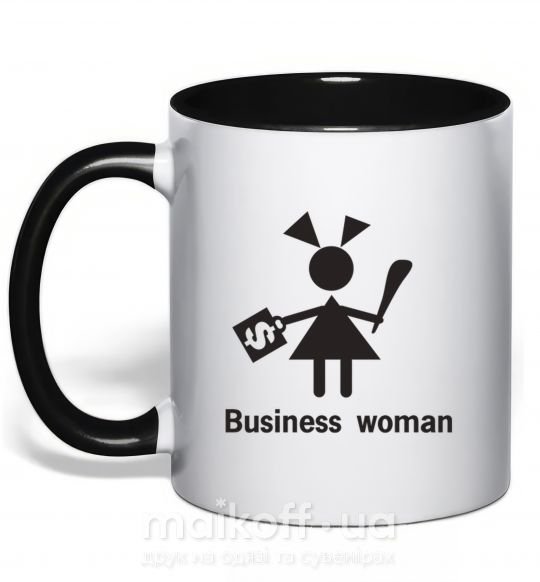 Чашка с цветной ручкой BUSINESS WOMAN Черный фото