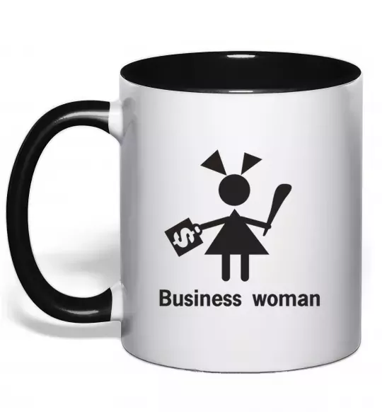 Чашка з кольоровою ручкою BUSINESS WOMAN Чорний фото