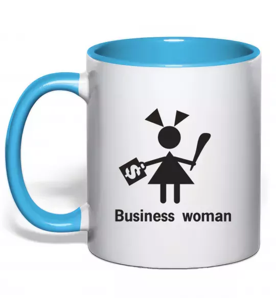 Чашка з кольоровою ручкою BUSINESS WOMAN Блакитний фото