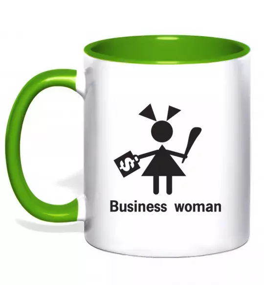 Чашка з кольоровою ручкою BUSINESS WOMAN Зелений фото
