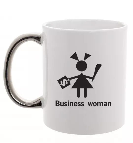 Чашка з кольоровою ручкою BUSINESS WOMAN Срібло фото