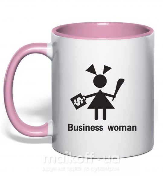 Чашка с цветной ручкой BUSINESS WOMAN Нежно розовый фото