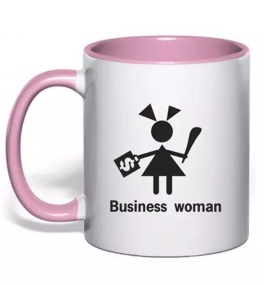 Чашка з кольоровою ручкою BUSINESS WOMAN Ніжно рожевий фото