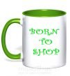 Чашка з кольоровою ручкою BORN TO SHOP Зелений фото