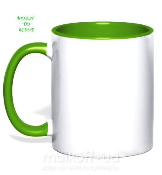 Чашка з кольоровою ручкою BORN TO SHOP Зелений фото
