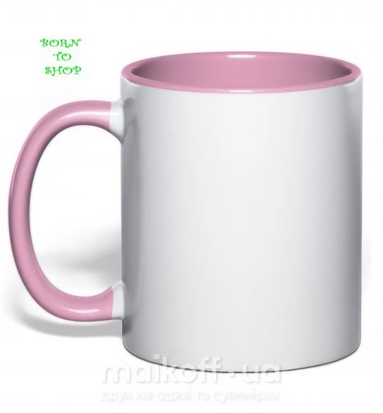 Чашка з кольоровою ручкою BORN TO SHOP Ніжно рожевий фото