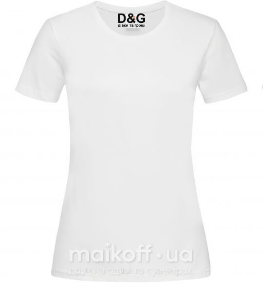 Жіноча футболка ДІВКИ ТА ГРОШІ Білий фото