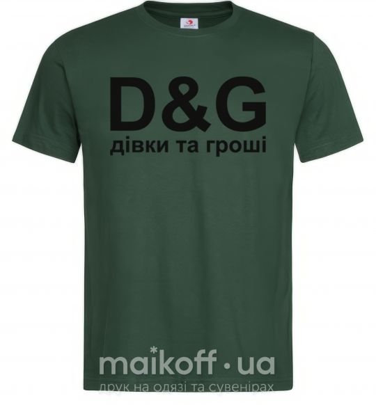 Мужская футболка ДІВКИ ТА ГРОШІ Темно-зеленый фото