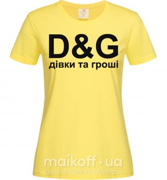 Жіноча футболка ДІВКИ ТА ГРОШІ Лимонний фото
