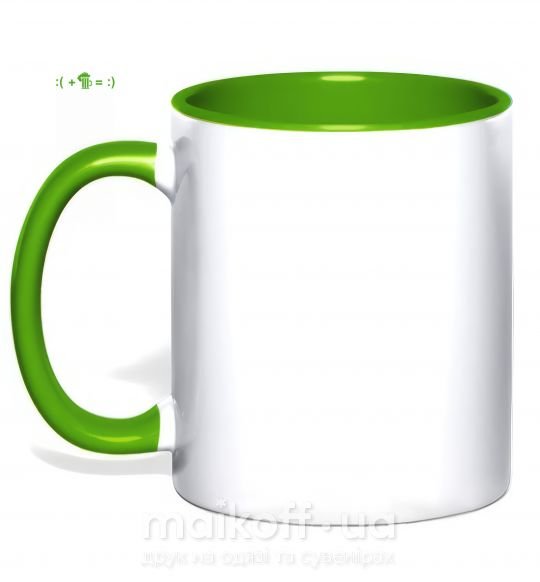 Чашка з кольоровою ручкою ПИВКО Зелений фото