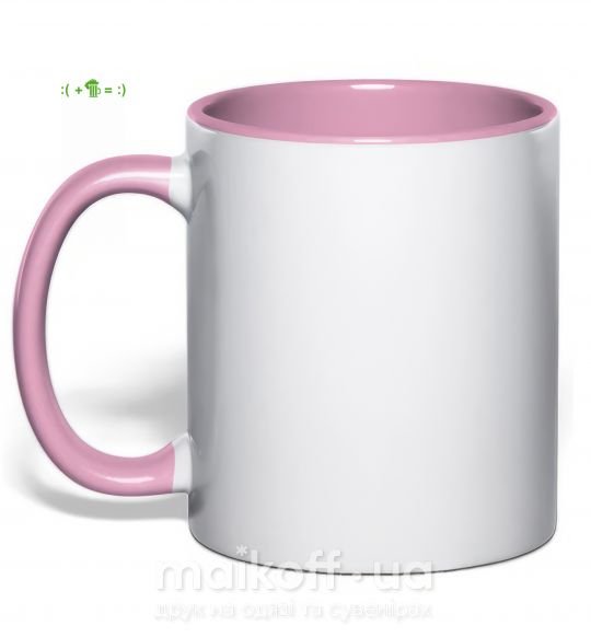Чашка з кольоровою ручкою ПИВКО Ніжно рожевий фото
