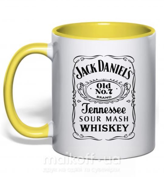 Чашка з кольоровою ручкою JACK DANIEL'S black Сонячно жовтий фото