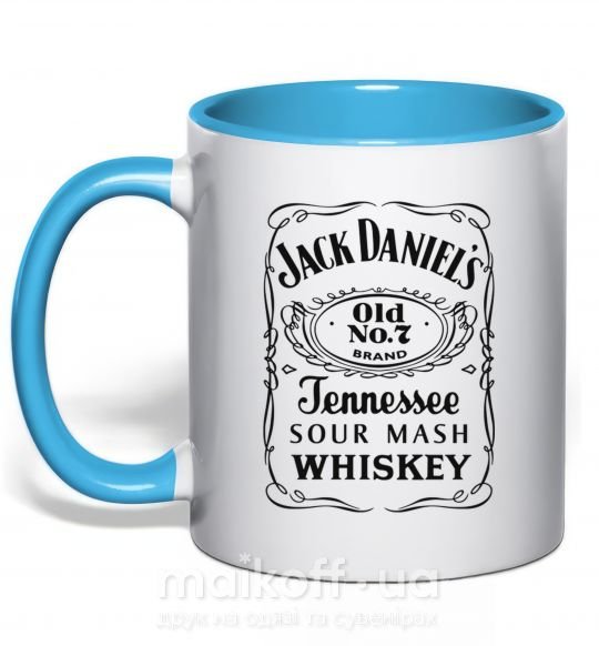 Чашка з кольоровою ручкою JACK DANIEL'S black Блакитний фото
