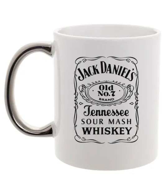 Чашка з кольоровою ручкою JACK DANIEL'S black Срібло фото