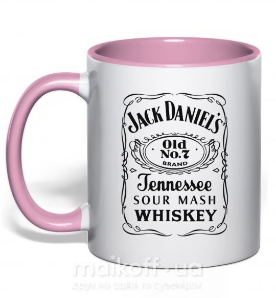Чашка з кольоровою ручкою JACK DANIEL'S black Ніжно рожевий фото