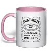 Чашка з кольоровою ручкою JACK DANIEL'S black Ніжно рожевий фото