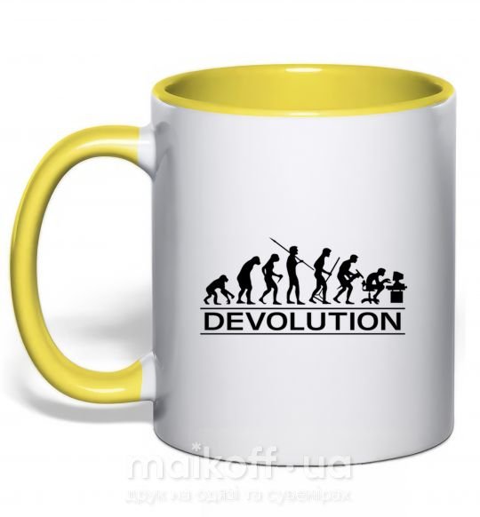 Чашка с цветной ручкой DEVOLUTION Солнечно желтый фото