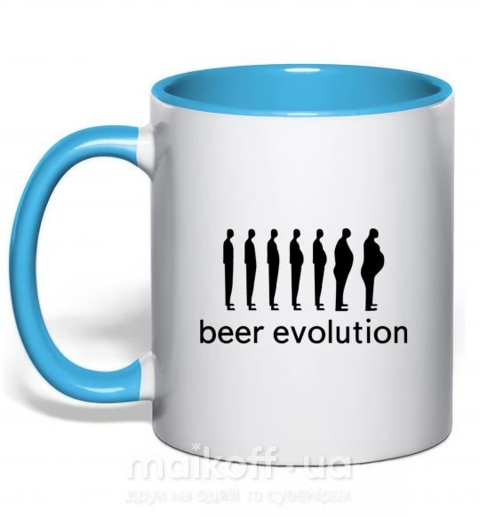Чашка з кольоровою ручкою BEER EVOLUTION Блакитний фото