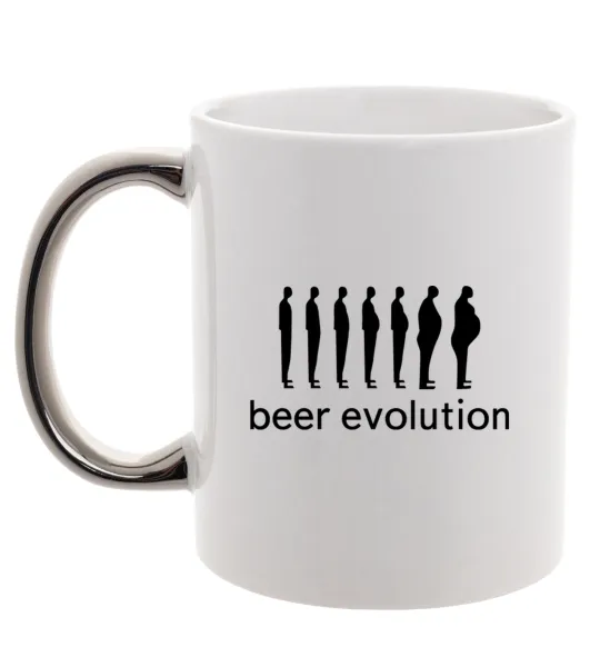 Чашка з кольоровою ручкою BEER EVOLUTION Срібло фото