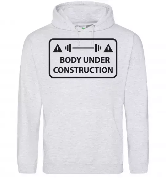 Чоловіча толстовка (худі) BODY UNDER CONSTRUCTION Сірий меланж фото