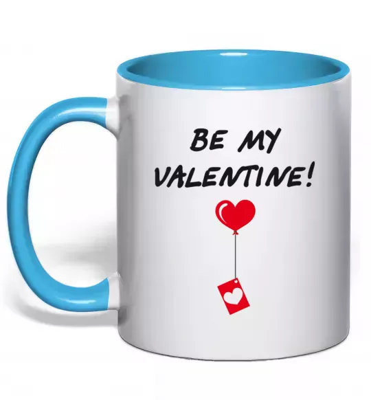 Чашка с цветной ручкой BE MY VALENTINE Голубой фото