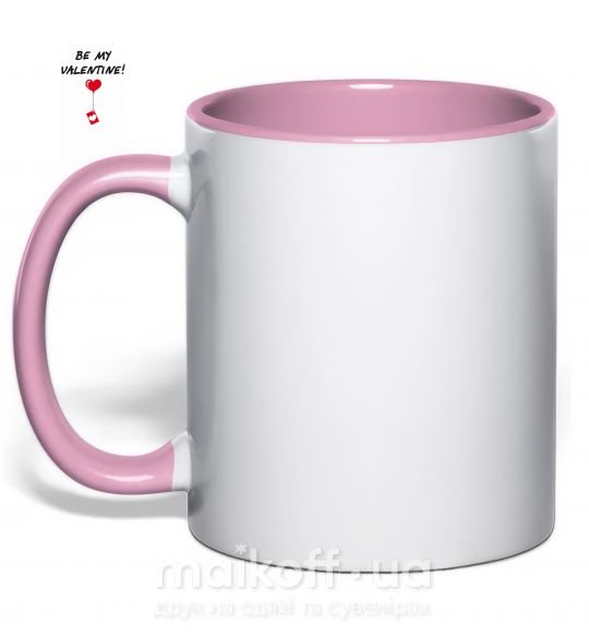 Чашка з кольоровою ручкою BE MY VALENTINE Ніжно рожевий фото