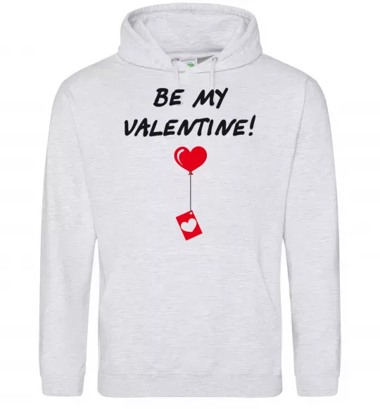 Мужская толстовка (худи) BE MY VALENTINE Серый меланж фото