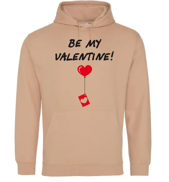 Мужская толстовка (худи) BE MY VALENTINE Песочный фото