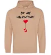 Мужская толстовка (худи) BE MY VALENTINE Песочный фото