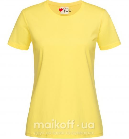 Женская футболка I LOVE YOU надпись Лимонный фото