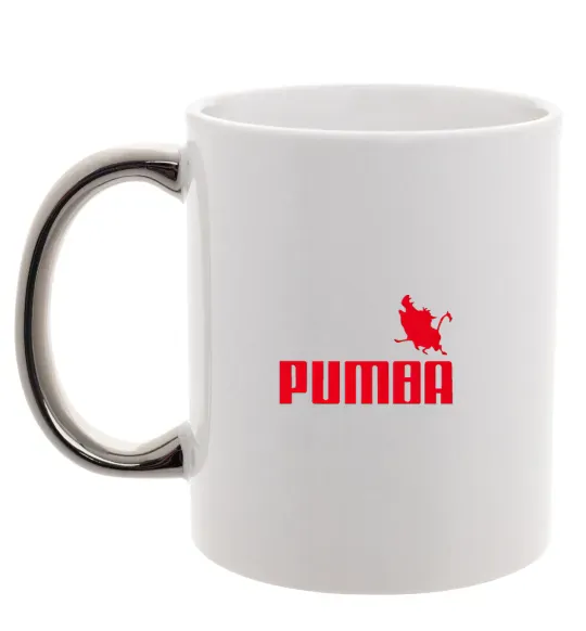 Чашка з кольоровою ручкою PUMBA Срібло фото