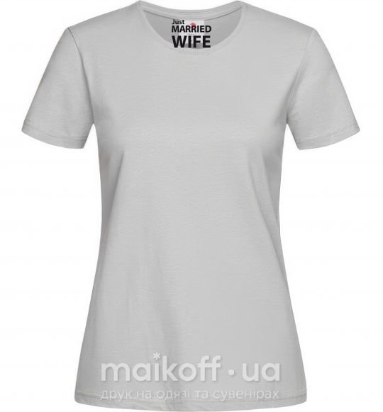 Жіноча футболка JUST MARRIED. WIFE Сірий фото