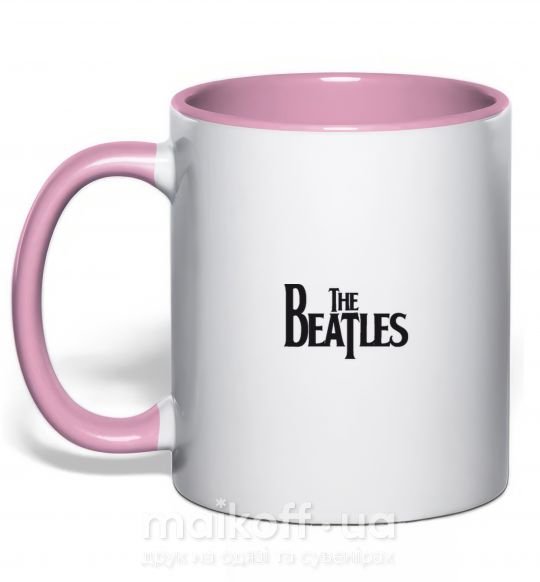 Чашка з кольоровою ручкою THE BEATLES original Ніжно рожевий фото