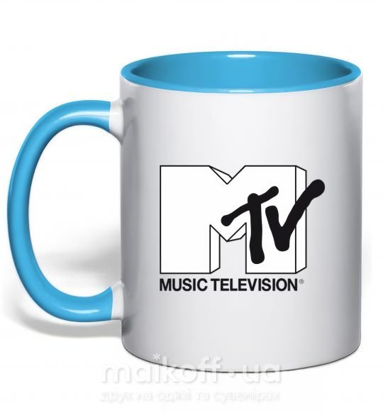 Чашка з кольоровою ручкою MTV Блакитний фото