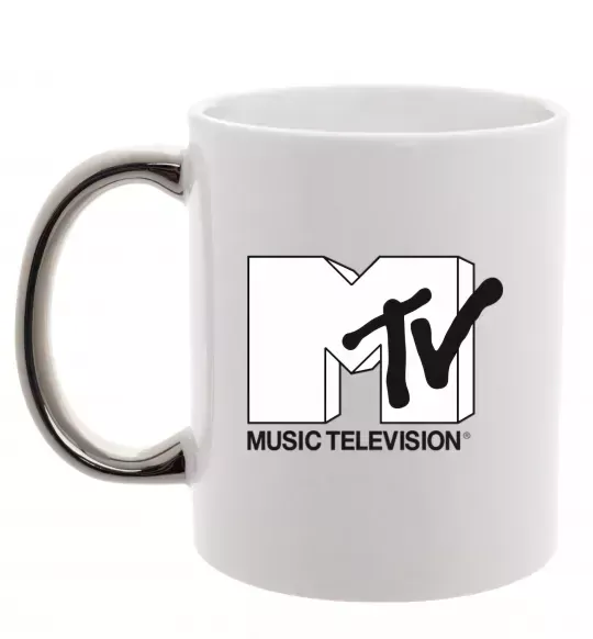 Чашка з кольоровою ручкою MTV Срібло фото