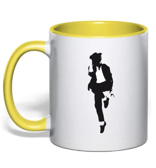 Чашка з кольоровою ручкою MICHAEL JACKSON HAT Лимонний фото