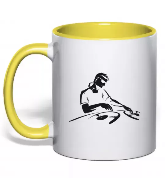 Чашка с цветной ручкой DJ за пультом Солнечно желтый фото