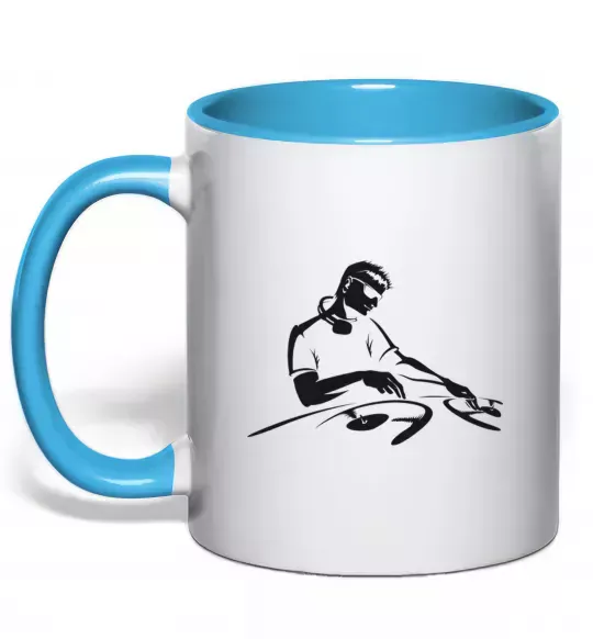 Чашка с цветной ручкой DJ за пультом Голубой фото