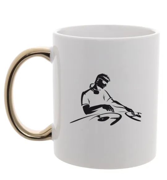 Чашка с цветной ручкой DJ за пультом Золото фото