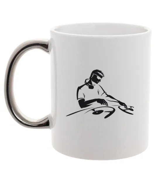 Чашка с цветной ручкой DJ за пультом Серебро фото