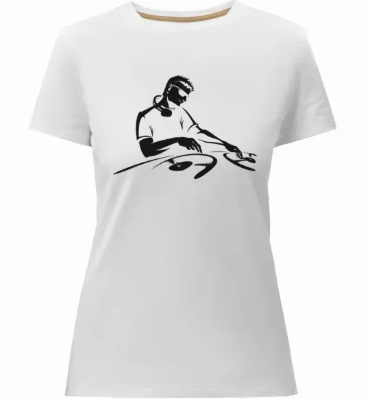 Женская премиум футболка DJ за пультом Белый фото