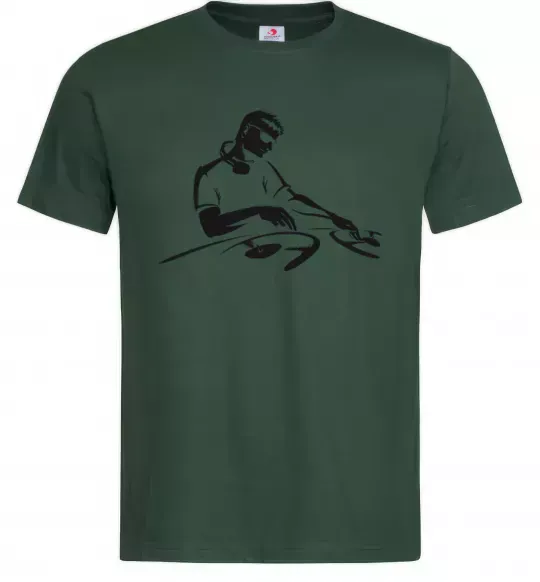 Мужская футболка DJ за пультом Темно-зеленый фото