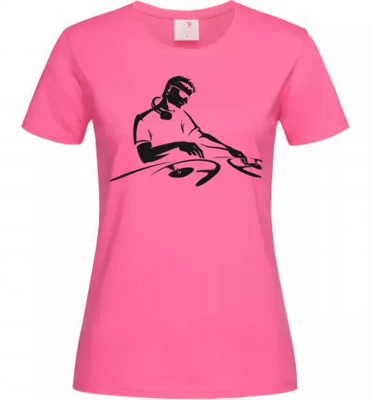 Жіноча футболка DJ за пультом Яскраво-рожевий фото