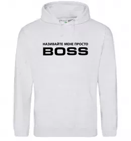 Мужская толстовка (худи) Напис BIG BOSS Серый меланж фото