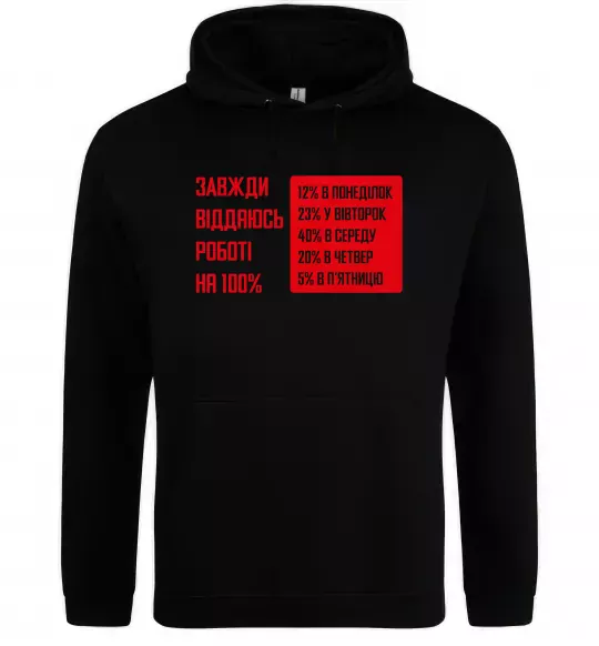 Женская толстовка (худи) Завжди віддаюсь роботі на 100% Черный фото