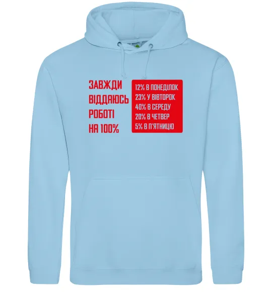 Жіноча толстовка (худі) Завжди віддаюсь роботі на 100% Блакитний фото