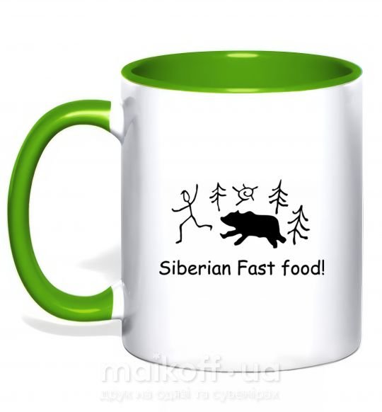 Чашка с цветной ручкой SIBERIAN FAST FOOD Зеленый фото